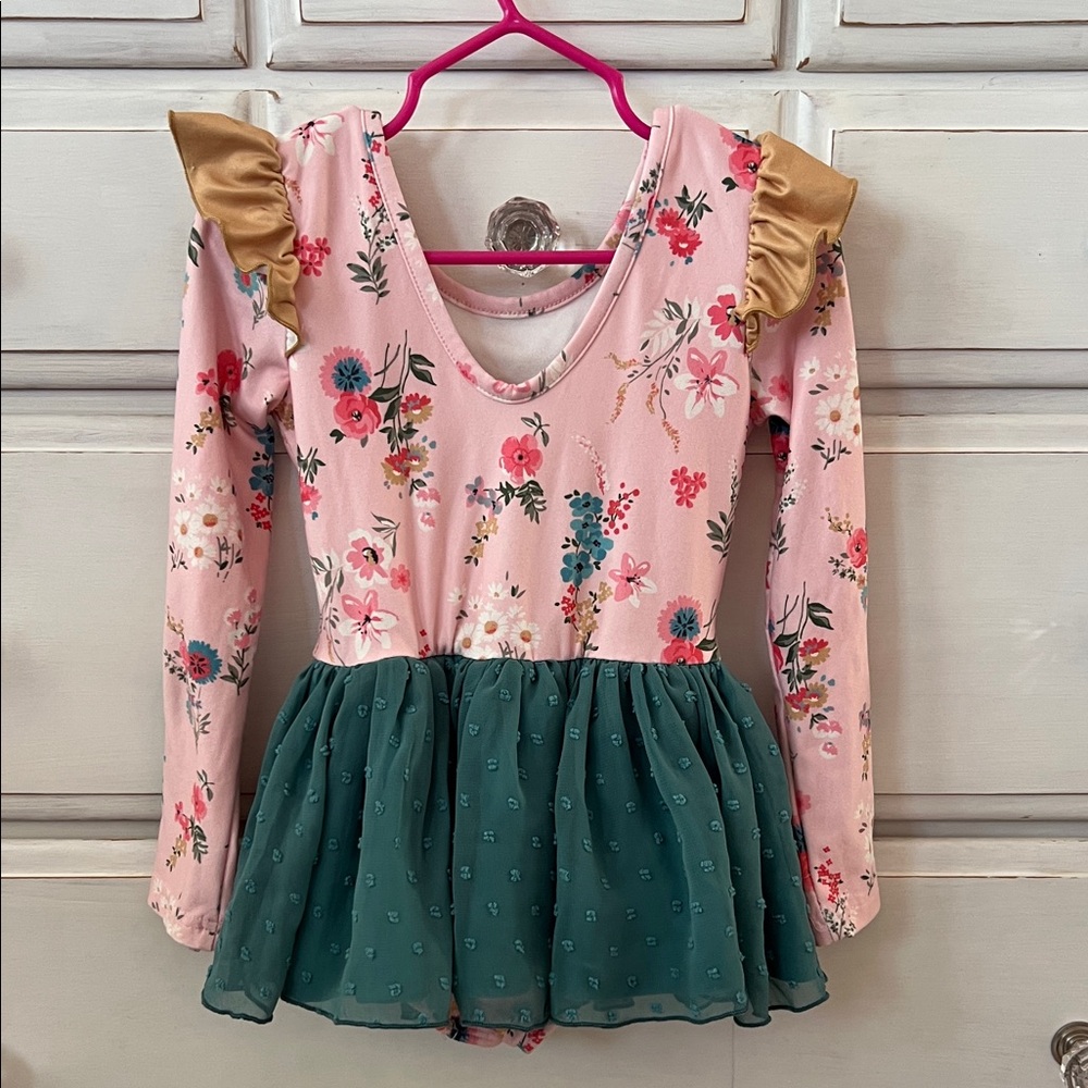 Cheeky Plum Floral Pink and Teal Dress - Picture 2 of 4